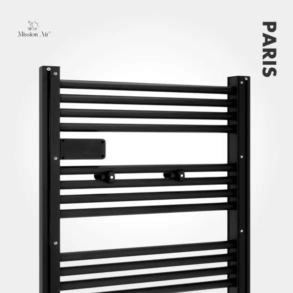 Wieszak na grzejnik drabinkowy czarny detal montażu