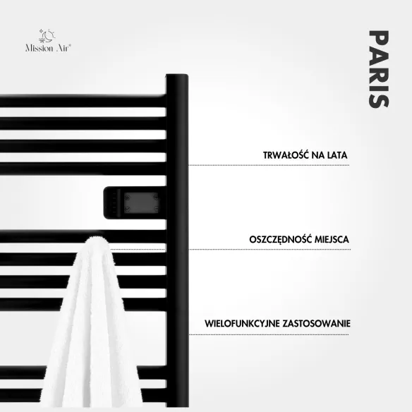 Wieszak na grzejnik drabinkowy czarny dane i informacje