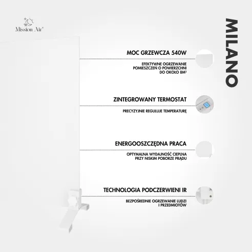 Funkcje grzejnika IR MILANO 350 W