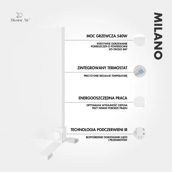 Funkcje grzejnika IR MILANO 540 W
