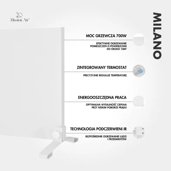 Funkcje grzejnika IR MILANO 700 W