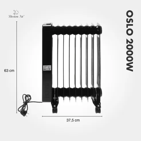 OSLO 2000 W Oil-Filled Radiator | WiFi, Electric, Black