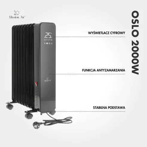 OSLO 2000 W Oil-Filled Radiator | WiFi, Electric, Black