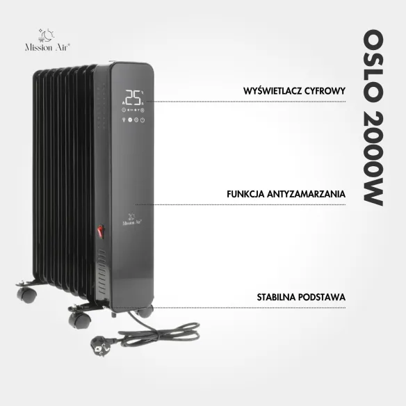 OSLO 2000 W Oil-Filled Radiator | WiFi, Electric, Black