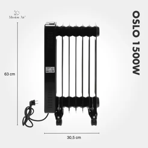 OSLO 1500 W Oil-Filled Radiator | WiFi, Electric, Black