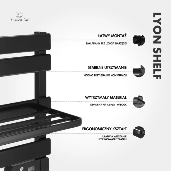 Shelf for LYON Bathroom Heater | Black