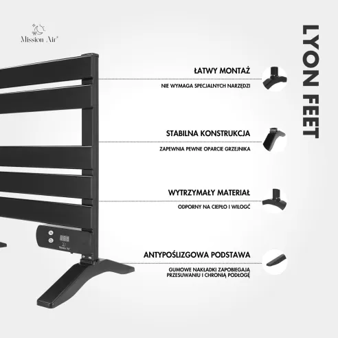 Feet for LYON Bathroom Heater | Mounting Kit, Black