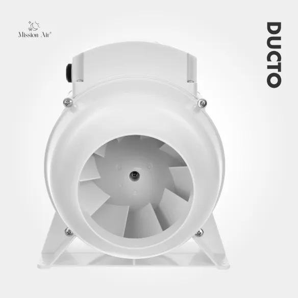 Wentylator kanałowy DUCTO 100 mm | z klapką zwrotną, Biały