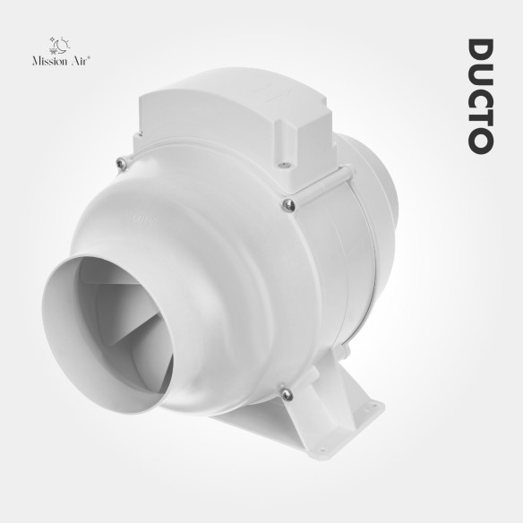 DUCTO 100 mm Inline Duct Fan | With Backdraft Shutter, White