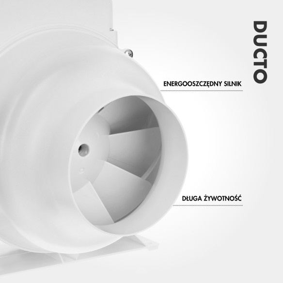 DUCTO 100 mm Inline Duct Fan | With Backdraft Shutter, White