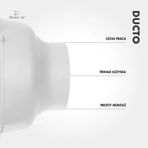 Wentylator kanałowy DUCTO 100 mm biały pełny widok produktu