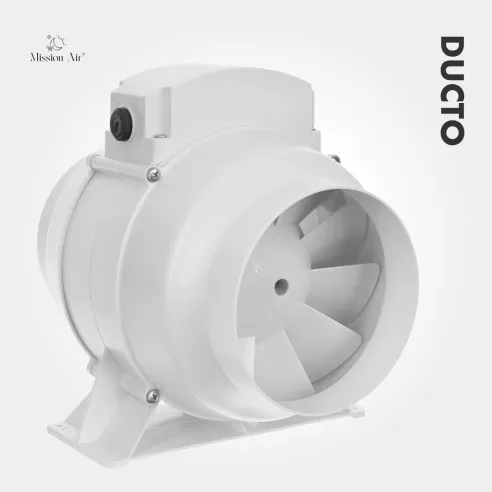 Wentylator kanałowy DUCTO 125 mm biały widok z przodu