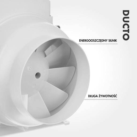 DUCTO 125 mm Inline Duct Fan | With Backdraft Shutter, White