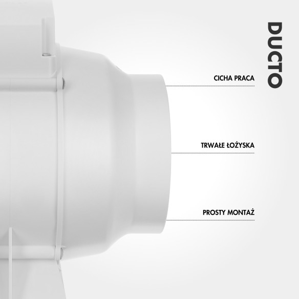 DUCTO 125 mm Inline Duct Fan | With Backdraft Shutter, White