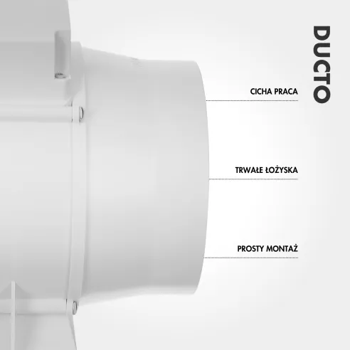 Wentylator kanałowy DUCTO 150 mm biały pełny widok produktu