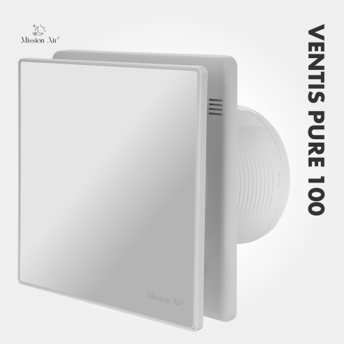 VENTIS PURE 100 mm Bathroom Fan | Quiet, With Backdraft Shutter, White