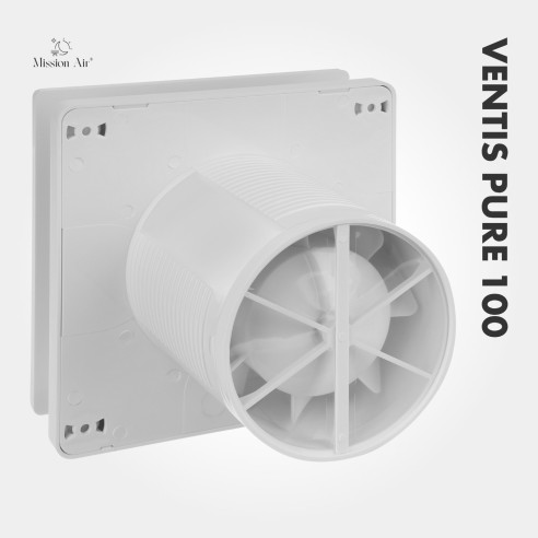 VENTIS PURE 100 mm Bathroom Fan | Quiet, With Backdraft Shutter, White