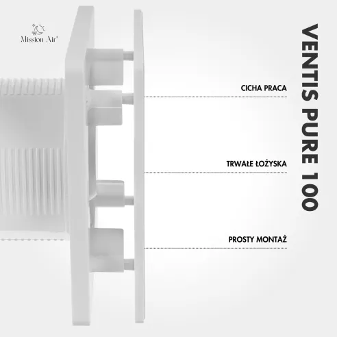 Wentylator łazienkowy VENTIS PURE 100 mm biały montaż ścienny
