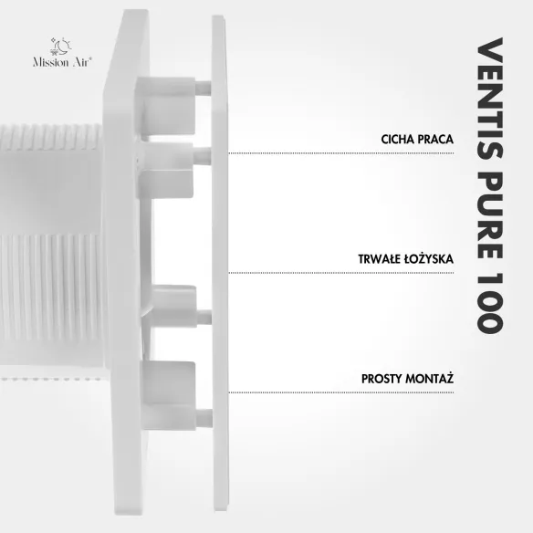 Wentylator łazienkowy VENTIS PURE 100 mm biały montaż ścienny