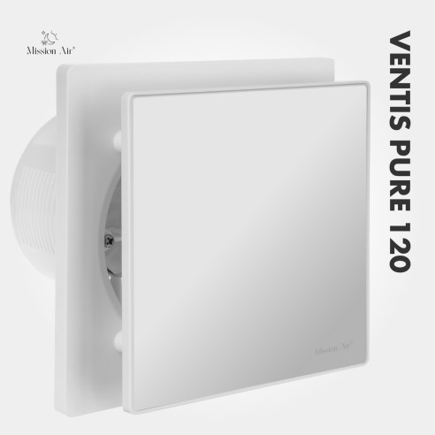 VENTIS PURE 120 mm Bathroom Fan | Quiet, With Backdraft Shutter, White