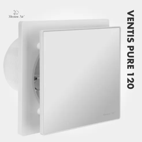 Wentylator łazienkowy VENTIS PURE 120 mm | Z klapką zwrotną, Biały
