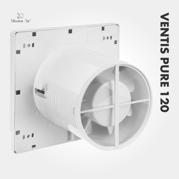 VENTIS PURE 120 mm Bathroom Fan | Quiet, With Backdraft Shutter, White