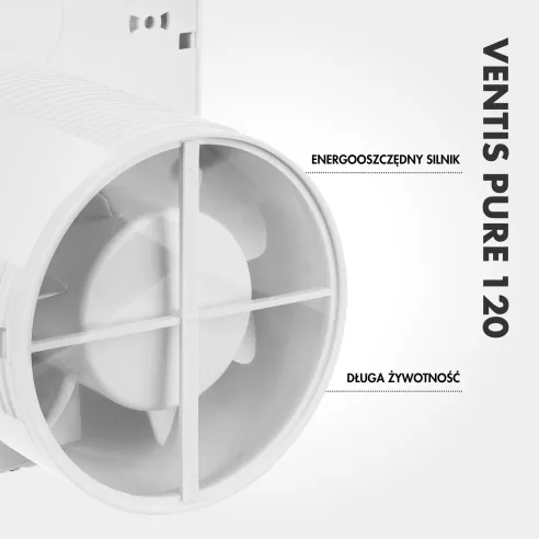 Wentylator łazienkowy VENTIS PURE 120 mm | Z klapką zwrotną, Biały