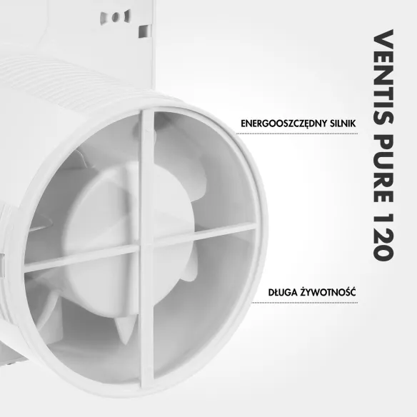 Wentylator łazienkowy VENTIS PURE 120 mm | Z klapką zwrotną, Biały