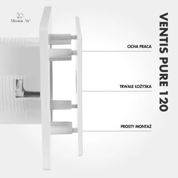 Wentylator łazienkowy VENTIS PURE 120 mm biały montaż ścienny