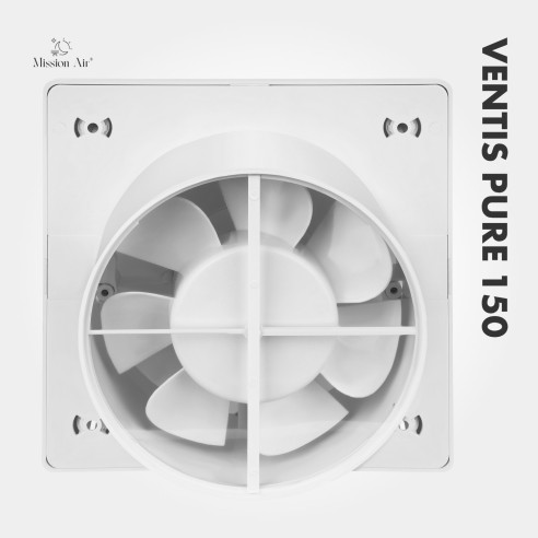 VENTIS PURE 150 mm Bathroom Fan | Quiet, With Backdraft Shutter, White