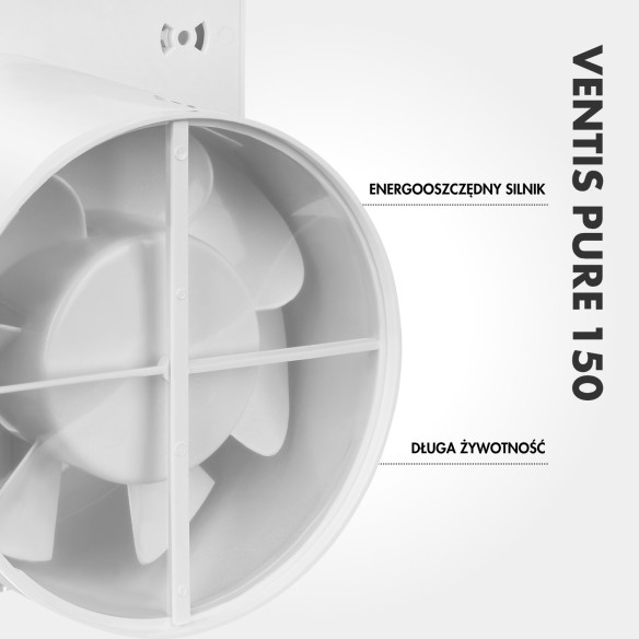 VENTIS PURE 150 mm Bathroom Fan | Quiet, With Backdraft Shutter, White