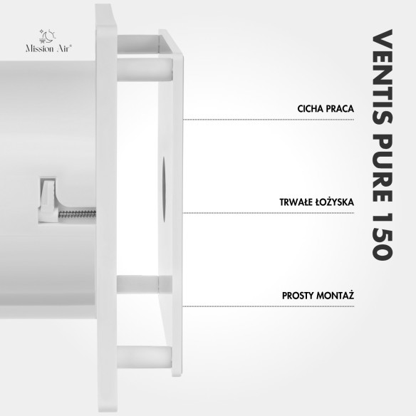 VENTIS PURE 150 mm Bathroom Fan | Quiet, With Backdraft Shutter, White