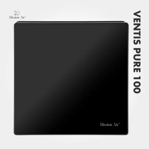 Wentylator łazienkowy VENTIS PURE 100 mm czarny panel frontowy