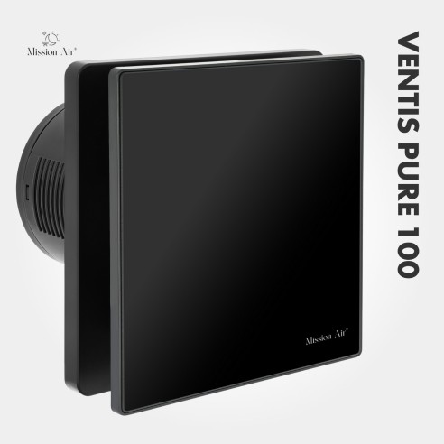 VENTIS PURE 100 mm Bathroom Fan | Quiet, With Backdraft Shutter, Black