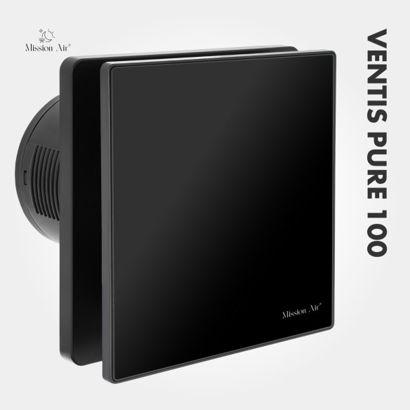 VENTIS PURE 100 mm Bathroom Fan | Quiet, With Backdraft Shutter, Black