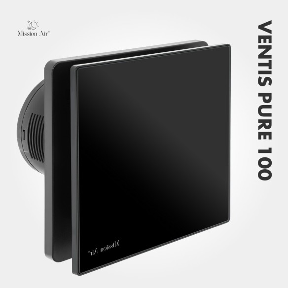 VENTIS PURE 100 mm Bathroom Fan | Quiet, With Backdraft Shutter, Black