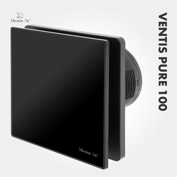 VENTIS PURE 100 mm Bathroom Fan | Quiet, With Backdraft Shutter, Black
