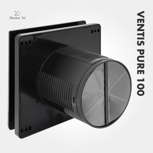 VENTIS PURE 100 mm Bathroom Fan | Quiet, With Backdraft Shutter, Black