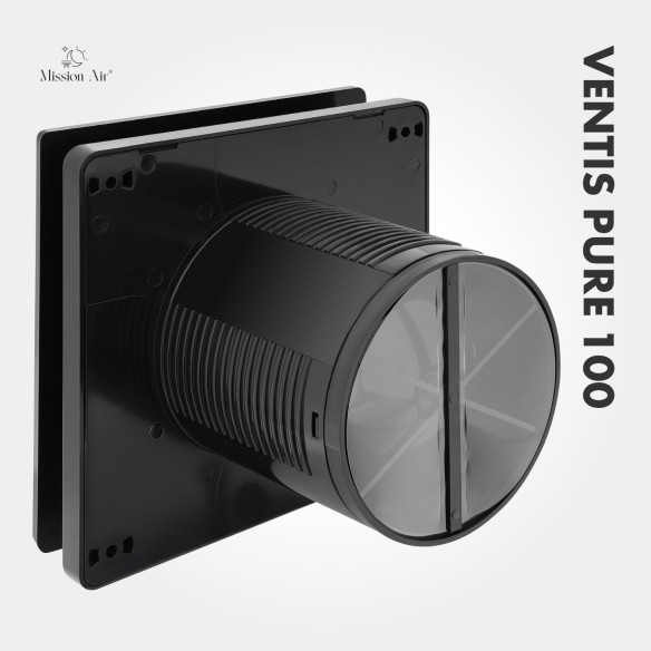 VENTIS PURE 100 mm Bathroom Fan | Quiet, With Backdraft Shutter, Black