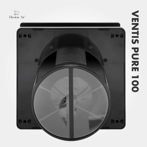 VENTIS PURE 100 mm Bathroom Fan | Quiet, With Backdraft Shutter, Black