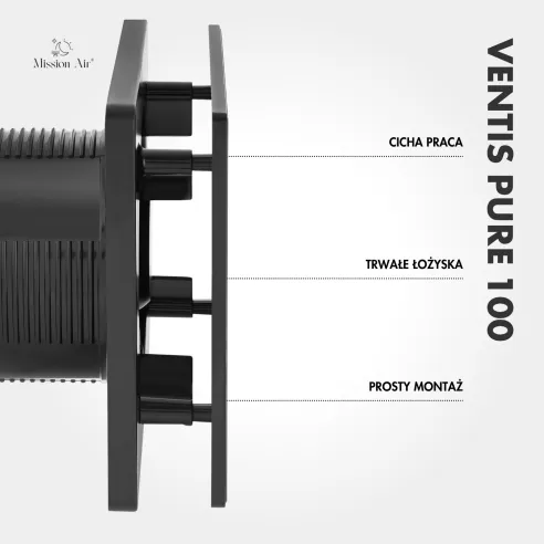 Wentylator łazienkowy VENTIS PURE 100 mm czarny montaż ścienny