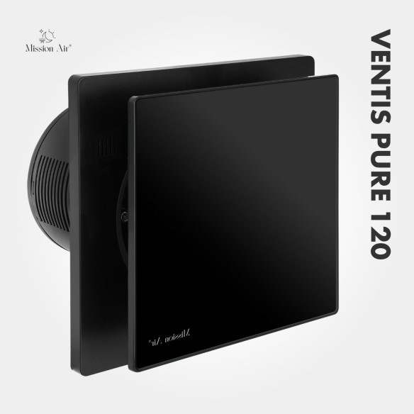 VENTIS PURE 120 mm Bathroom Fan | Quiet, With Backdraft Shutter, Black
