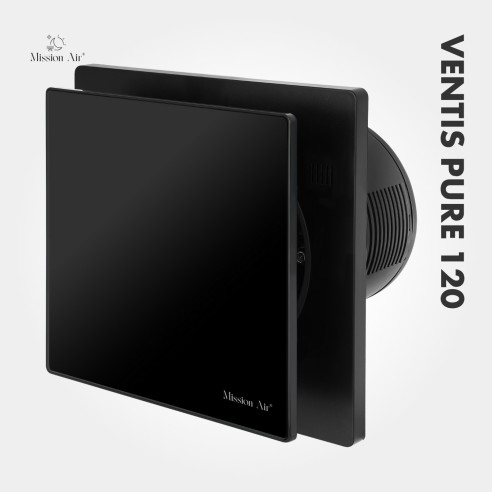 VENTIS PURE 120 mm Bathroom Fan | Quiet, With Backdraft Shutter, Black