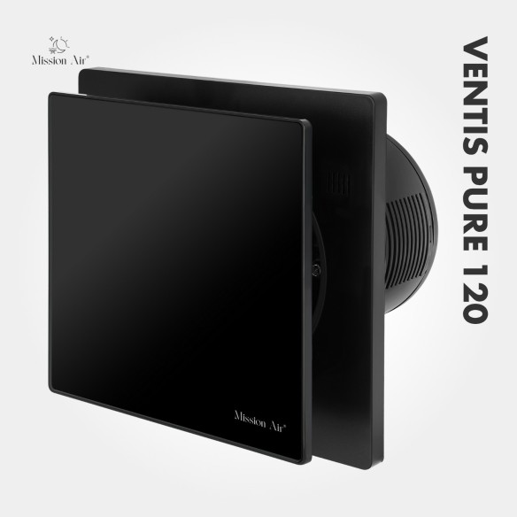 VENTIS PURE 120 mm Bathroom Fan | Quiet, With Backdraft Shutter, Black