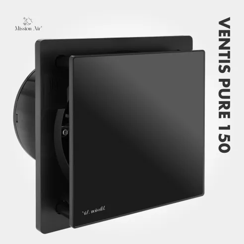 Wentylator łazienkowy VENTIS PURE 150 mm czarny widok pod kątem