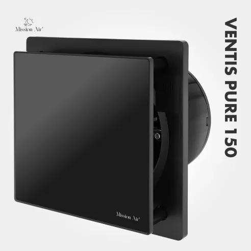 Wentylator łazienkowy VENTIS PURE 150 mm czarny widok boczny