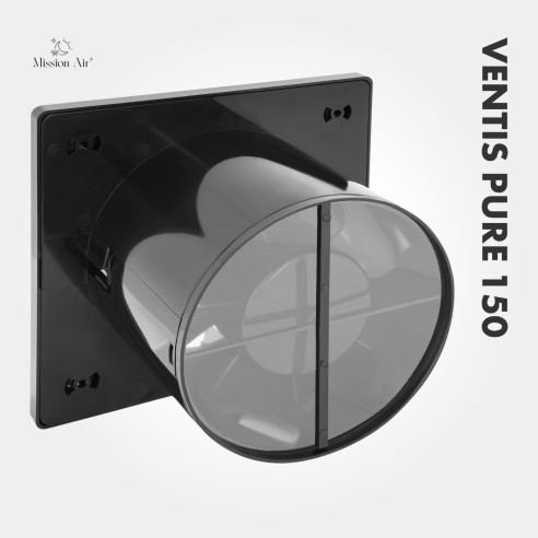 VENTIS PURE 150 mm Bathroom Fan | Quiet, With Backdraft Shutter, Black