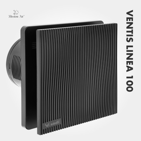 VENTIS LINEA 100 mm Bathroom Fan | Quiet, With Backdraft Shutter, Black