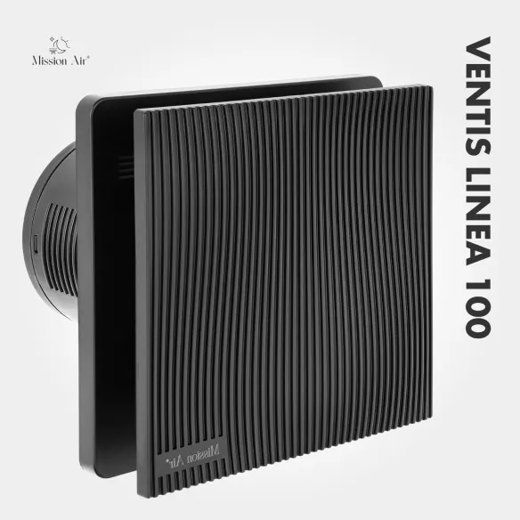 Wentylator łazienkowy VENTIS LINEA 100 mm czarny widok pod kątem