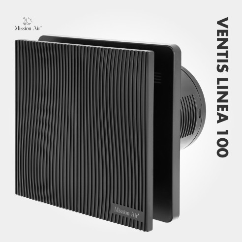 VENTIS LINEA 100 mm Bathroom Fan | Quiet, With Backdraft Shutter, Black